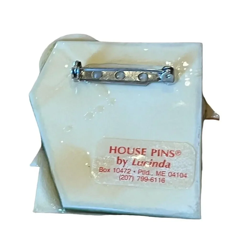 2 Vintage House Pins by Lucinda Brooch Resin 2